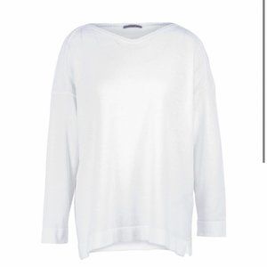 Oska Tarovi Linen Cotton Lightweight Pullover Tunic Sweater Top Cream Of White
